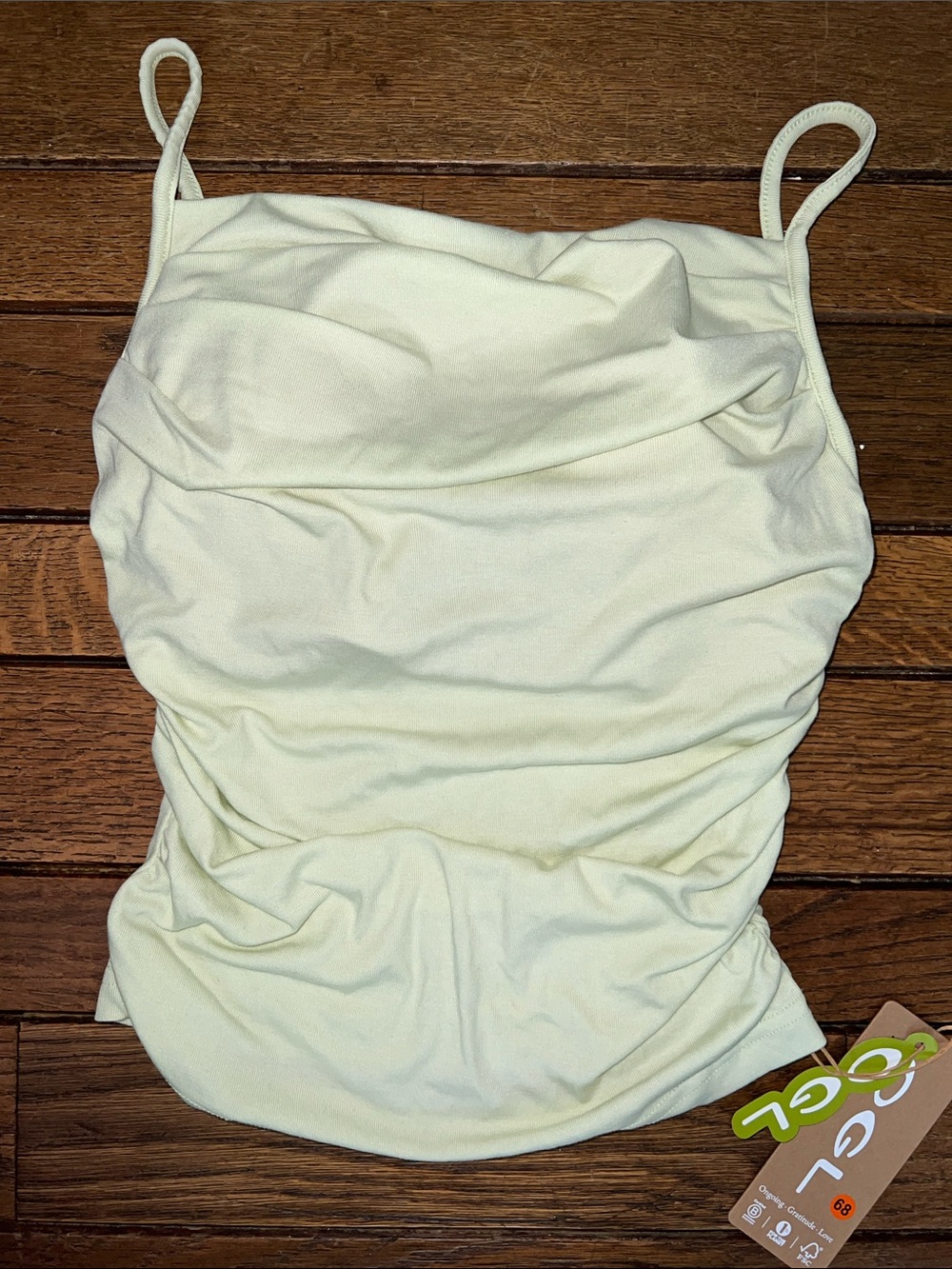 OGL Light Green Cooling Ruched Airy Brami Tank Built In Bra Size XS NWT